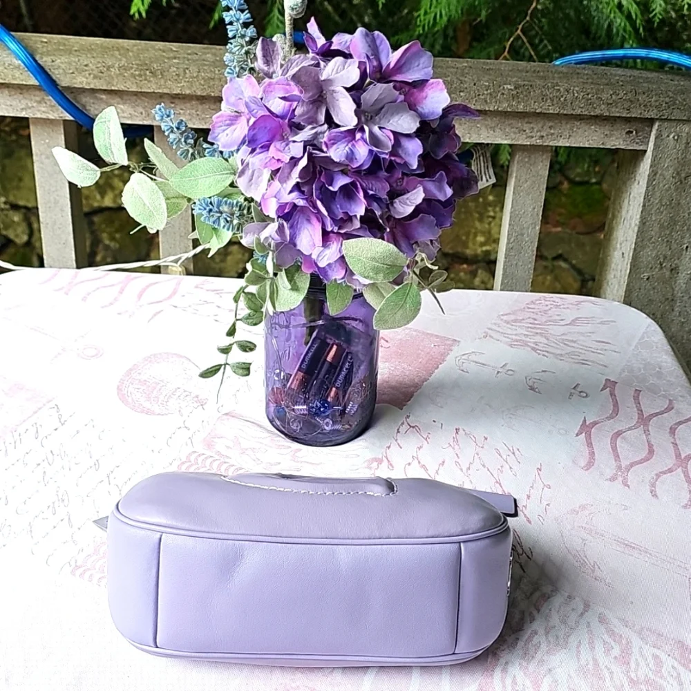 Nwt CoachTeri Lavender Shoulder Bag Smooth Leather with Signature Quilting - Picture 8 of 16